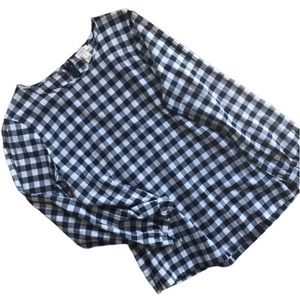 J.Crew gingham plaid top XS blue & white